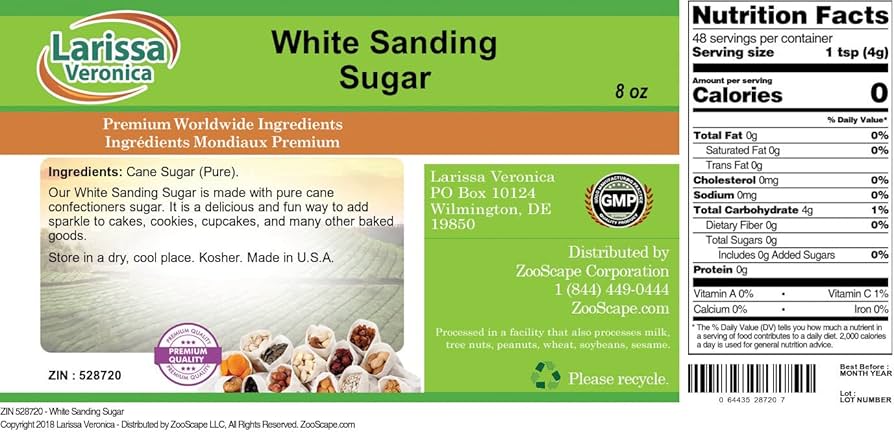 Amazon.com : White Sanding Sugar (8 oz, ZIN: 528720) - 3 Pack Amazon.com : White Sanding Sugar (8 oz, ZIN: 528720) - 3 Pack